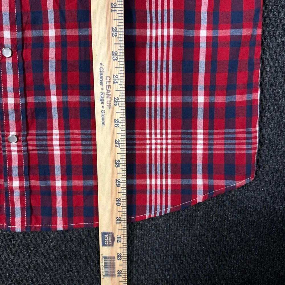 Levis Western Pearl Snap Shirt Mens XXL Red Plaid Short Sleeve Rodeo Cowboy